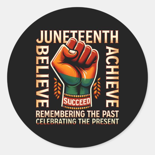 Juneteenth Remembering The Past Pride Black Melani Classic Round Sticker (Front)
