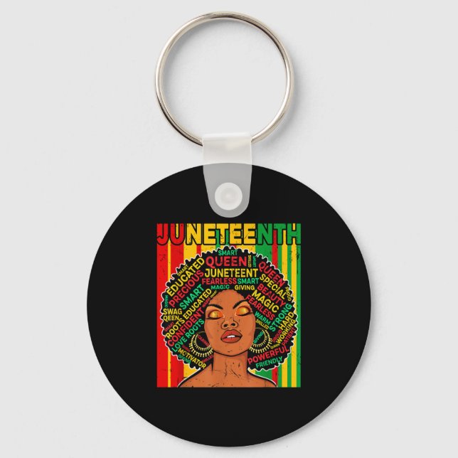 Juneteenth retro melanin queen african american key ring (Front)