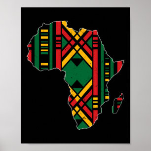 Juneteenth Shirt Africa Map Kente Cloth Men Women Poster