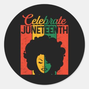 Juneteenth Shirt Afro Black Women 1865 Independenc Classic Round Sticker