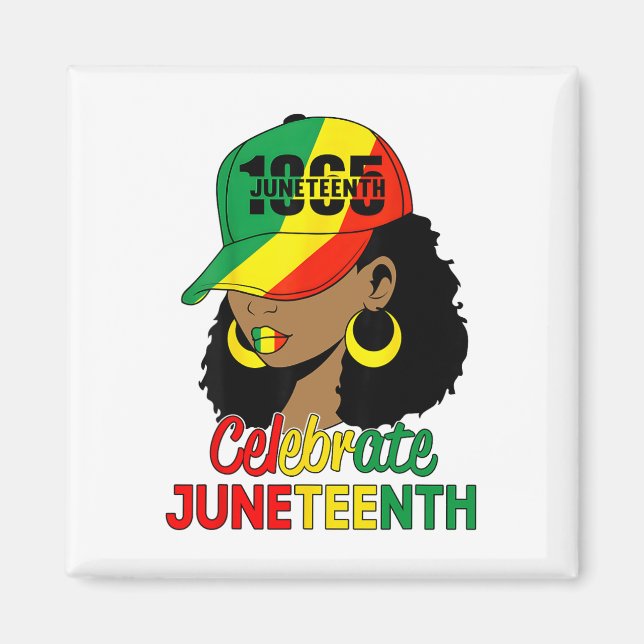 Juneteenth Shirt Messy Bun Juneteenth Celebrate 18 Magnet (Front)
