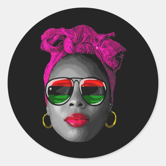 Juneteenth Shirts Women Drug Afro Doll Queen Black Classic Round Sticker (Front)