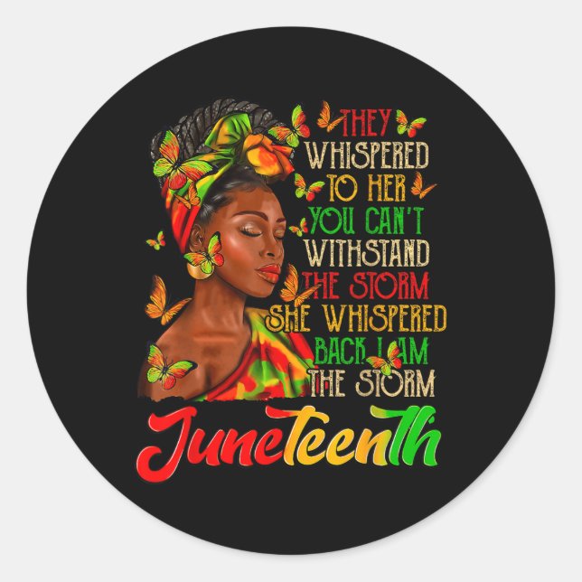 Juneteenth Storm Black Black History Month  Classic Round Sticker (Front)