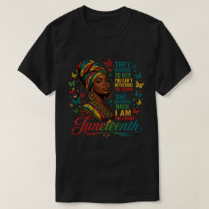 Juneteenth Storm Queen Butterfly Art T-Shirt