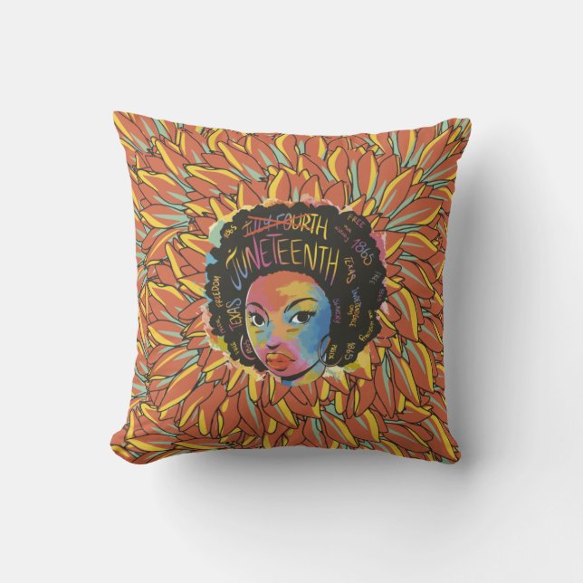 Juneteenth Sunflower - 1865 Black Freedom Day Cushion (Front)