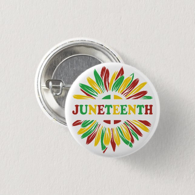 Juneteenth | Sunflower | Red Black Green 3 Cm Round Badge (Front & Back)