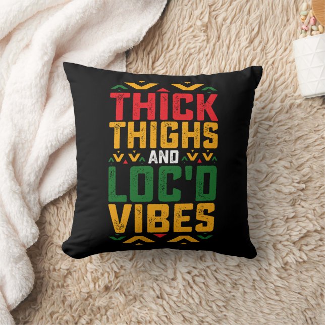 Juneteenth Thick Locd Vibes African American Cushion (Blanket)