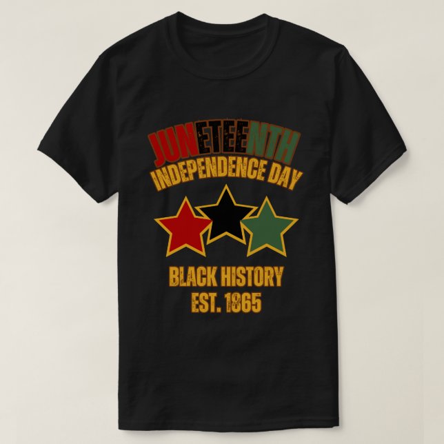 Juneteenth Three Stars T-Shirt (Design Front)