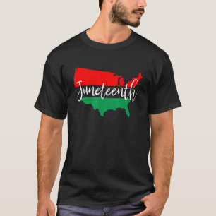 Juneteenth Usa Map African American Black Freedom  T-Shirt