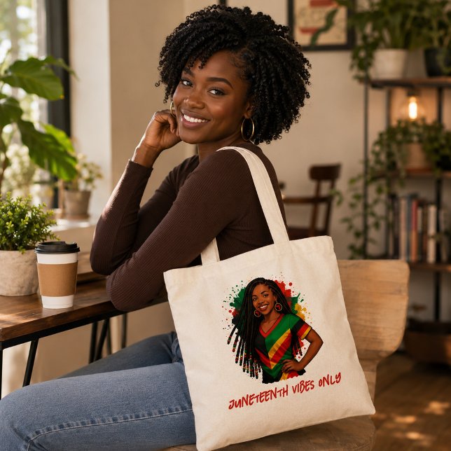 Juneteenth Vibes Only Afrocentric Celebration Tote Bag (Creator Uploaded)