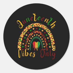 Juneteenth Vibes Only Leopard Rainbow Juneteeth Classic Round Sticker