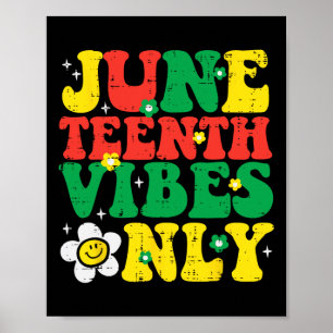 Juneteenth Vibes Only Retro Groovy Girls Kids Yout Poster