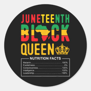 Juneteenth Women Black Queen Nutritional Facts 186 Classic Round Sticker