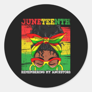Juneteenth Women Loc'd Hair Remembering My Ancesto Classic Round Sticker