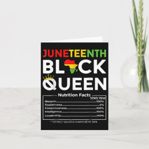 Juneteenth Womens Black Queen Nutritional Facts Card