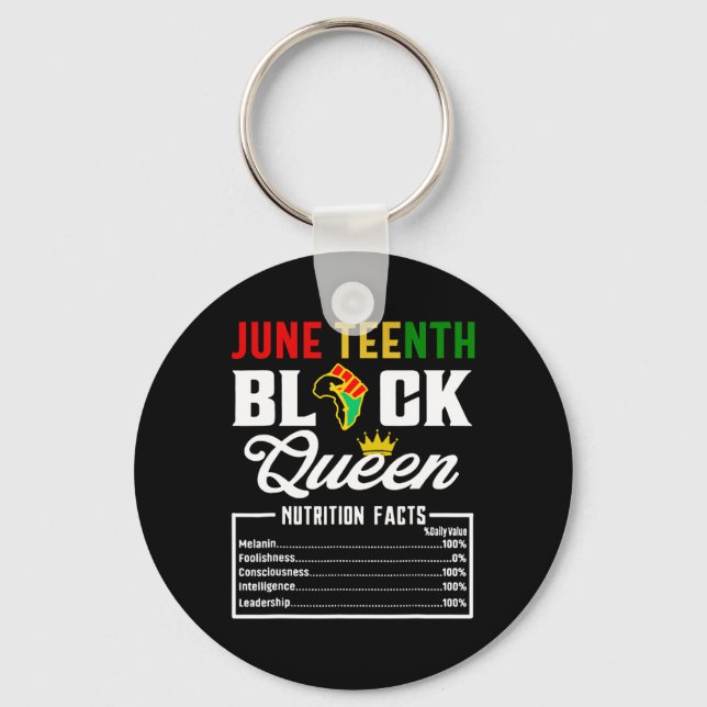 Juneteenth Womens Black Queen Nutritional Facts Fr Key Ring (Front)