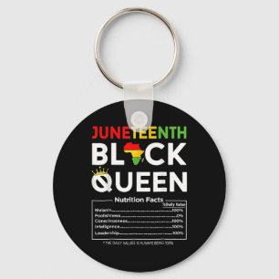 Juneteenth Womens Black Queen Nutritional Facts Key Ring