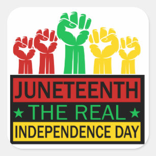 Juneteenth Word Art Pan Africa Colours  Square Sticker