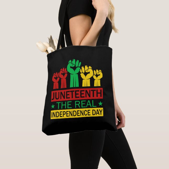 Juneteenth Word Art Pan Africa Colours  Tote Bag (Close Up)