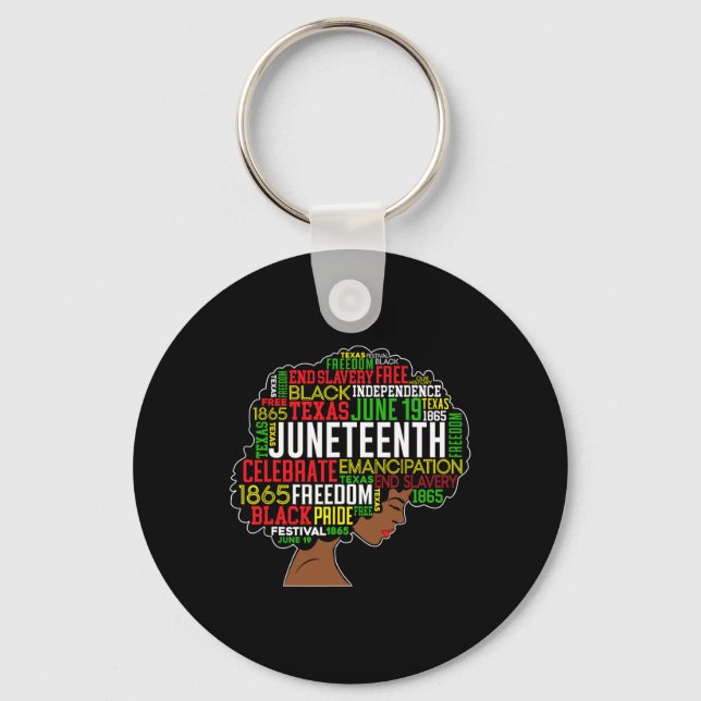 Juneteenth Word Cloud Black Freedom Black History  Key Ring (Front)