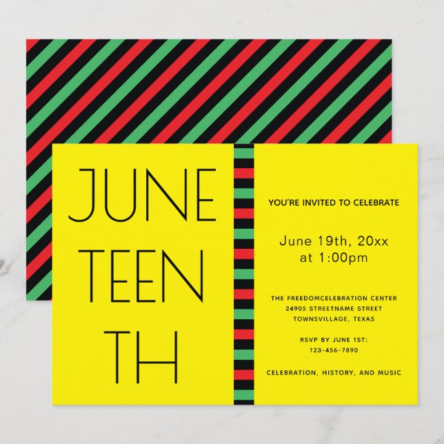 Juneteenth Yellow Freedom Celebration Invitation (Front/Back)