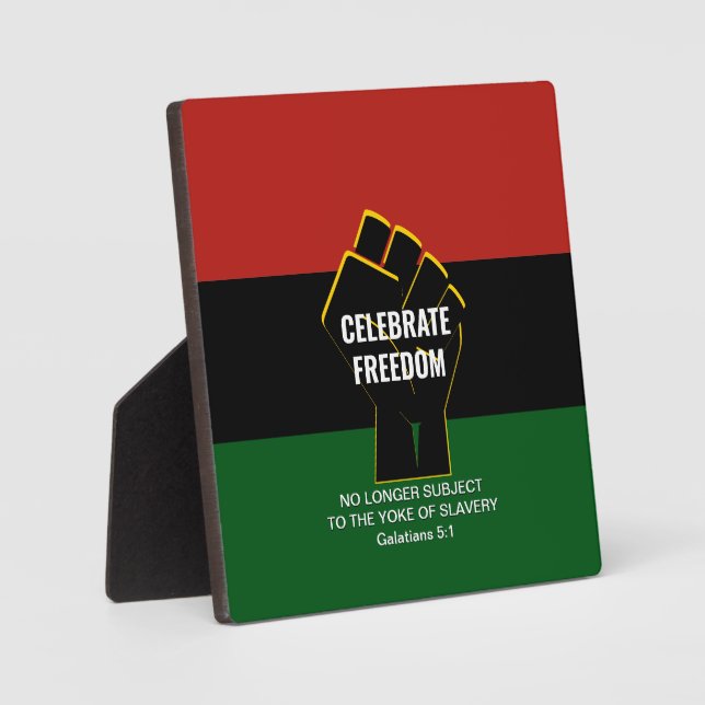 Juneteeth CELEBRATE FREEDOM Customizable Scripture Plaque (Front)