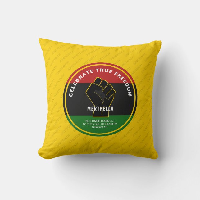 Juneteeth CELEBRATE TRUE FREEDOM Cushion (Front)