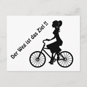 junge Dame auf dem Fahrrad schwarz/weiss Postcard