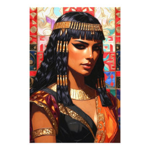Junge Königin Cleopatra Farbige Porträtkunst Photo Print