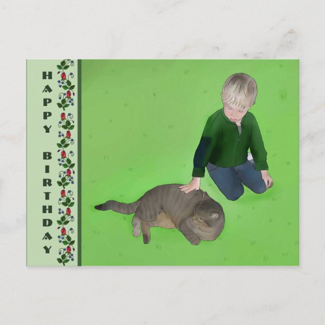 Junge mit Katze Postcard (Front)