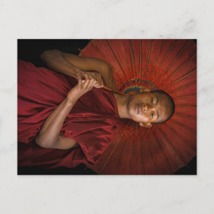 Junger Mönch in den Tempeln von Bagan Postkarte Postcard