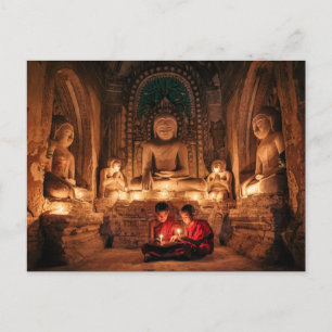 Junger Mönch in den Tempeln von Bagan Postkarte Postcard