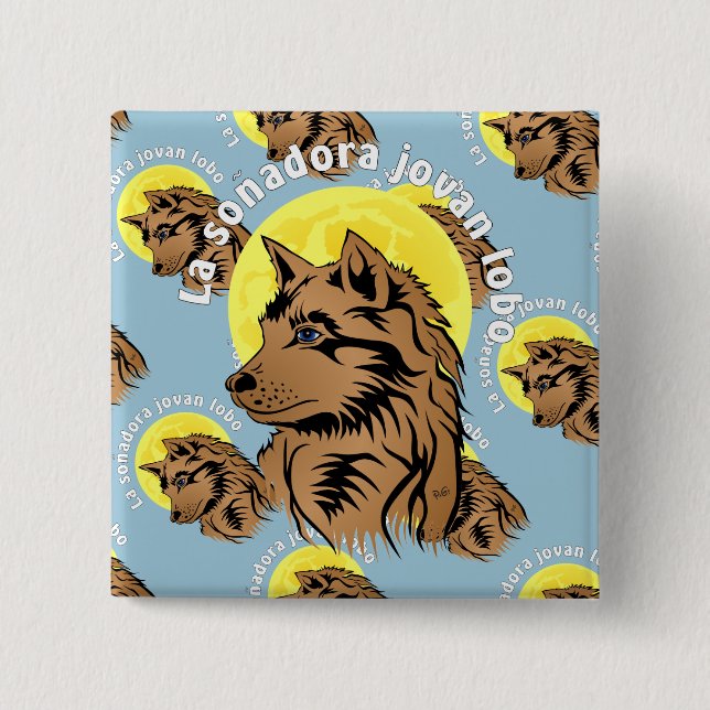 junger träumender Wolf 15 Cm Square Badge (Front)
