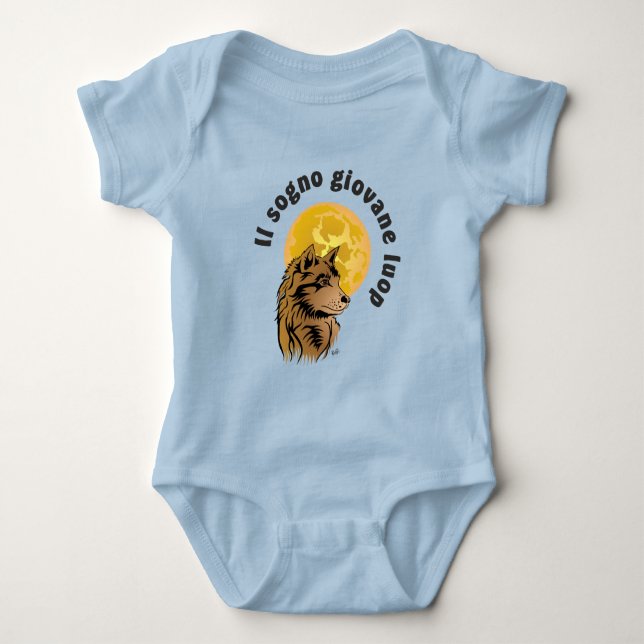 junger träumender Wolf Baby Strampler Bodysuit (Front)