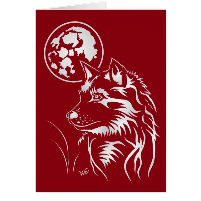 junger träumender Wolf Grusskarte (Front)