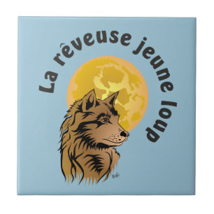 junger träumender Wolf Keramik Fotofliese Tile