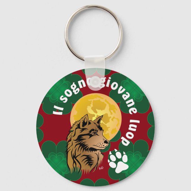 junger träumender Wolf Key Ring (Front)