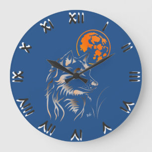 junger träumender Wolf Large Clock