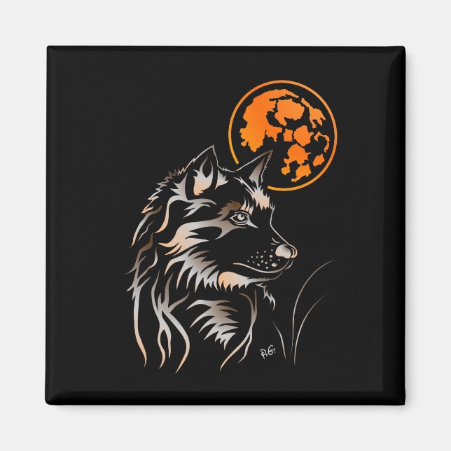 junger träumender Wolf Magnet (Front)