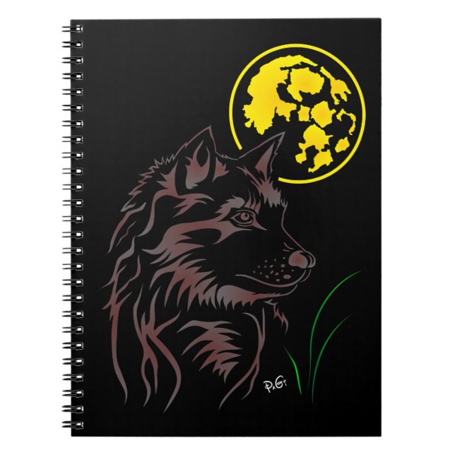 junger träumender Wolf Notizheft Notebook (Front)