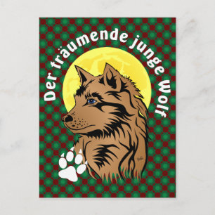 junger träumender Wolf Postkarte Postcard