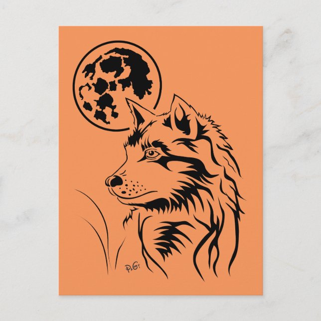 junger träumender Wolf Postkarte Postcard (Front)