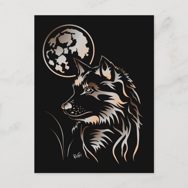 junger träumender Wolf Postkarte Postcard (Front)