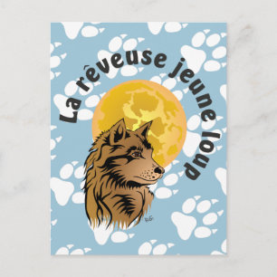 junger träumender Wolf Postkarte Postcard