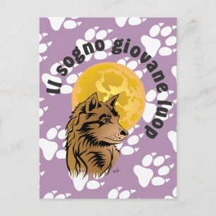 junger träumender Wolf Postkarte Postcard