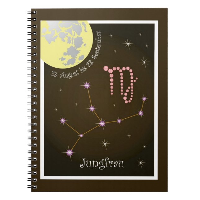 Jungfrau 23. August bis 23. September Notizheft Notebook (Front)