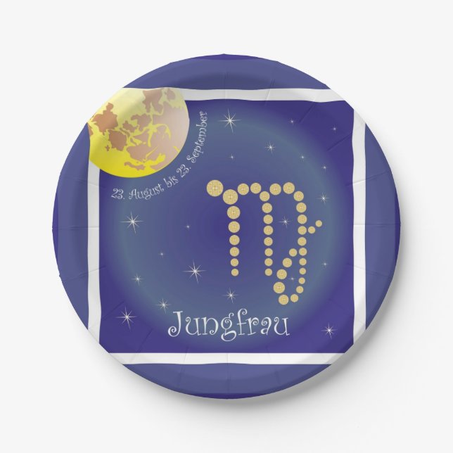 Jungfrau 23. August bis 23. September / Teller Paper Plate (Front)