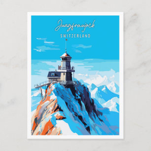 Jungfraujoch Switzerland vintage travel Postcard