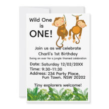 Jungle 1st Birthday Invitation | Wild One First 