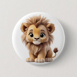 Jungle Adorable Lion Cub Sitting Portrait  6 Cm Round Badge